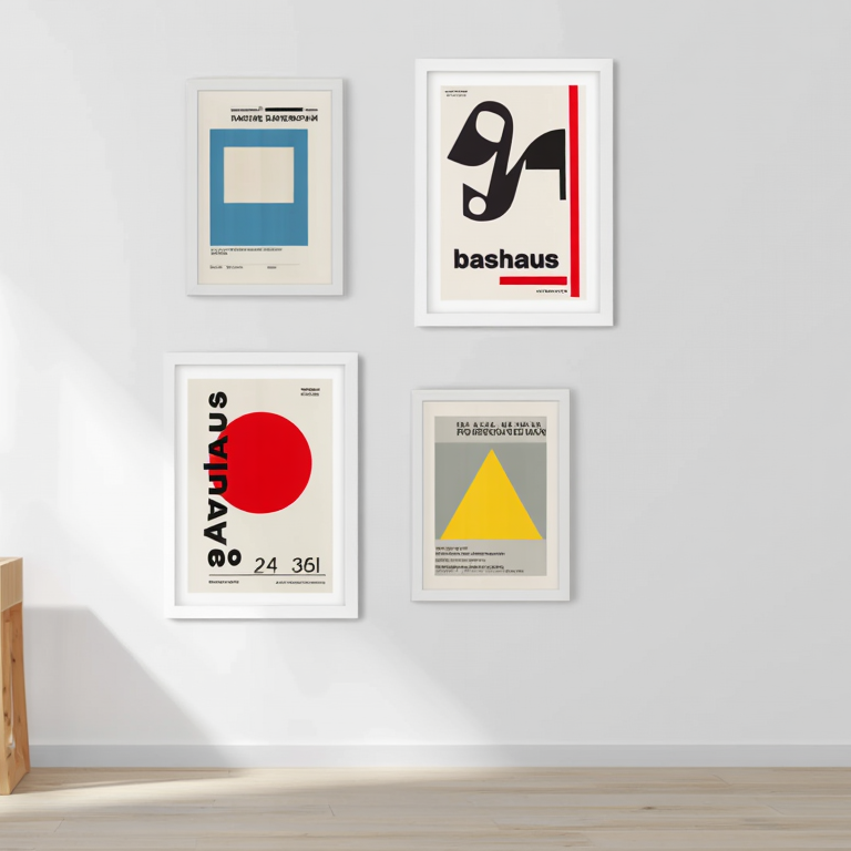 Bauhaus Exhibition – Living Room Set of 4 Modern Art Prints
