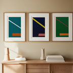 Set of 3 “Silent Symmetry” Prints – Minimalist Geometric Wall Art - Hakyarts