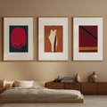 Set of 3 Linear Abstract Shapes Prints – Minimalist Modern Wall Art - Hakyarts