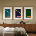 Set of 3 “Silent Symmetry” Prints – Minimalist Geometric Wall Art - Hakyarts