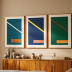 Set of 3 “Silent Symmetry” Prints – Minimalist Geometric Wall Art - Hakyarts