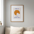 Golden Morning Croissant – Minimalist Breakfast Art Print