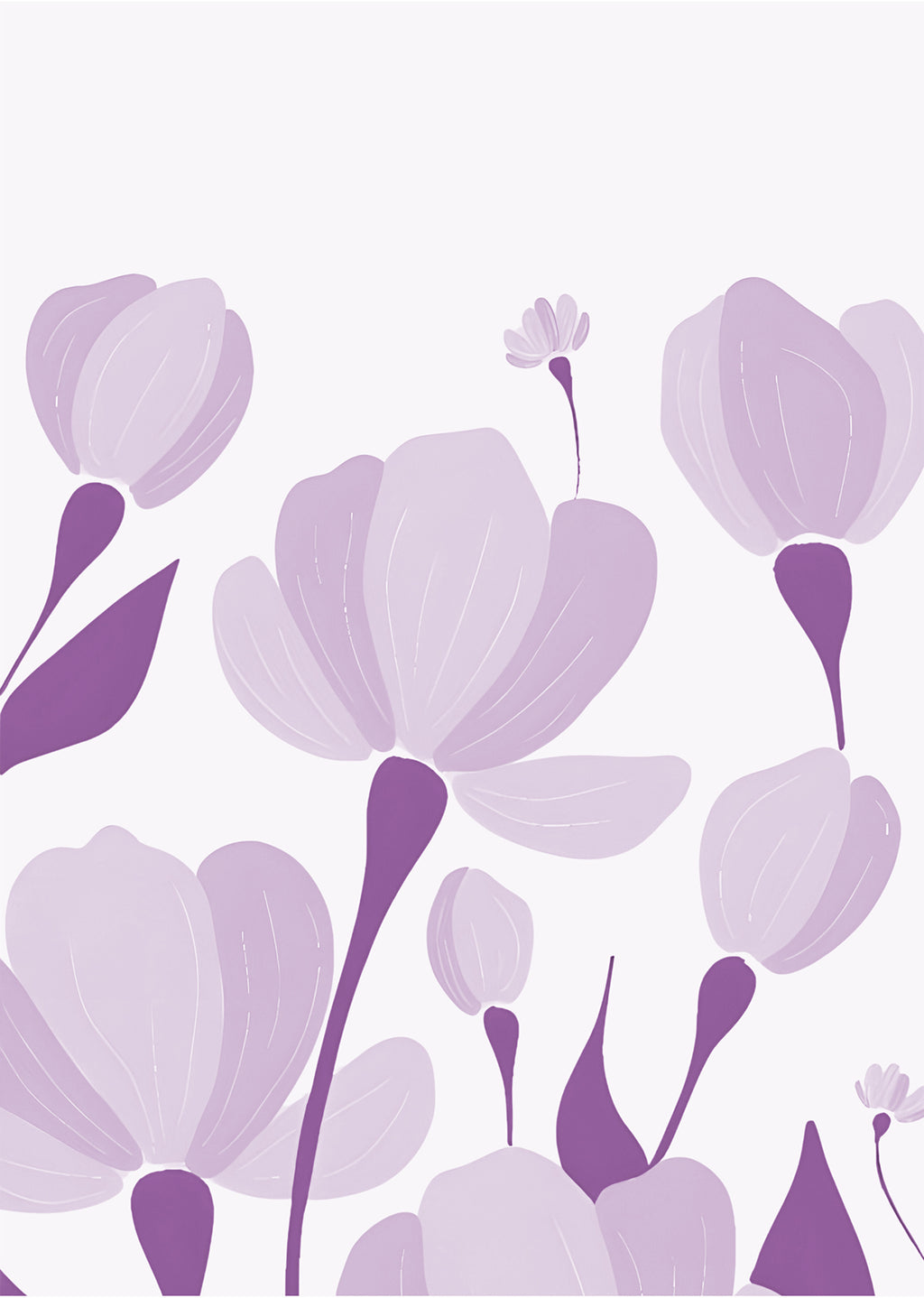 Muted Purple Leaves Abstract Print