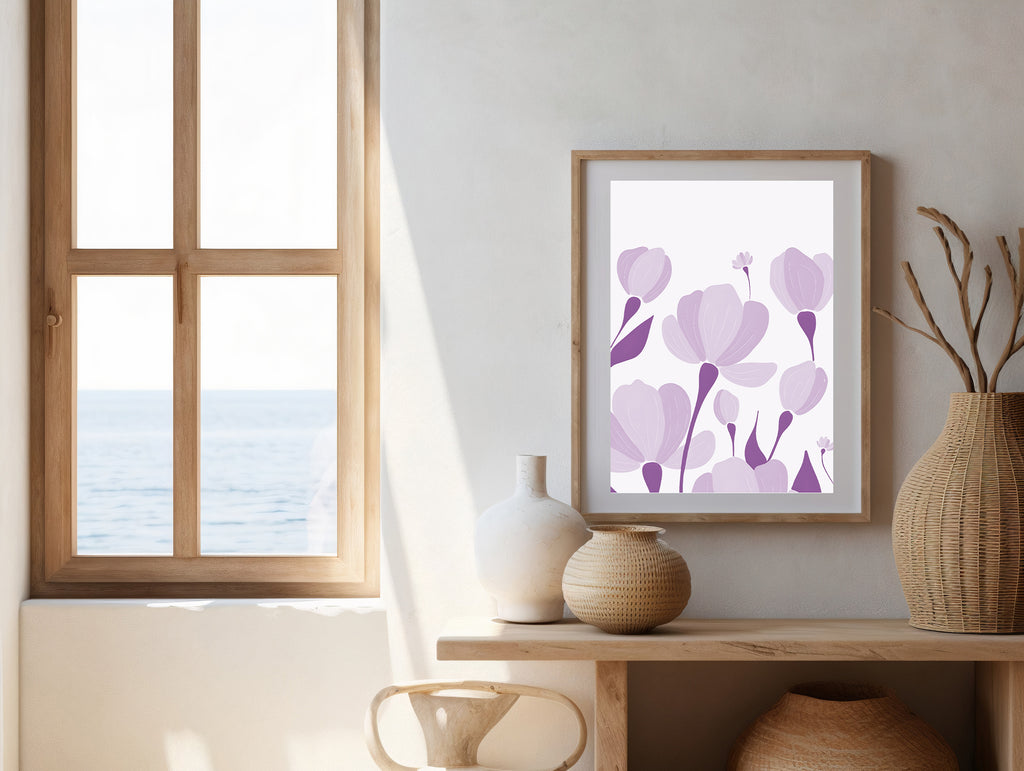 Muted Purple Leaves Abstract Print