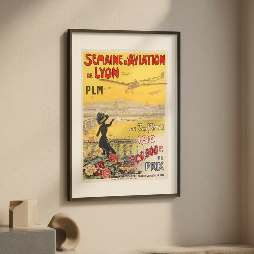 Semaine d’Aviation de Lyon (1910) by Charles Ticho – Vintage Aviation Poster Art Print - Hakyarts