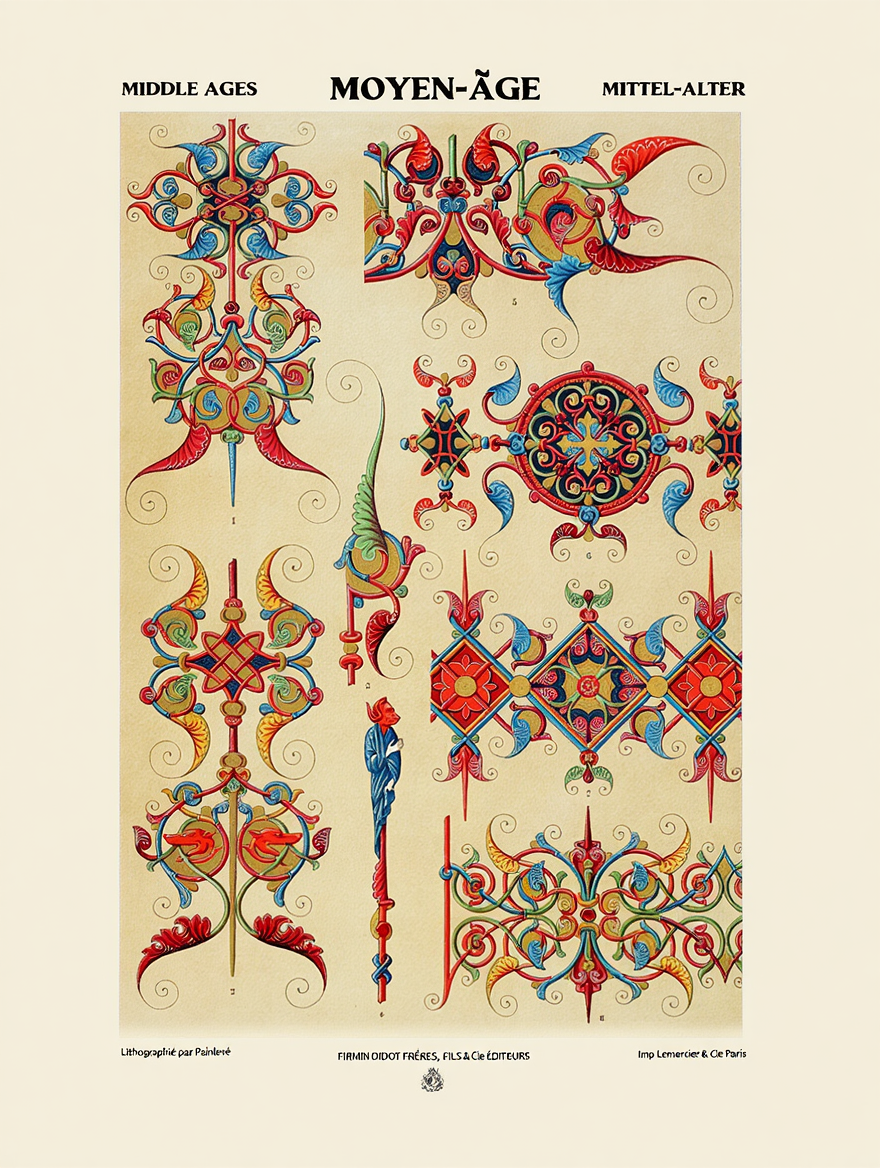 Moyen Age by Auguste Racinet – Vintage French Medieval Costume Art Print