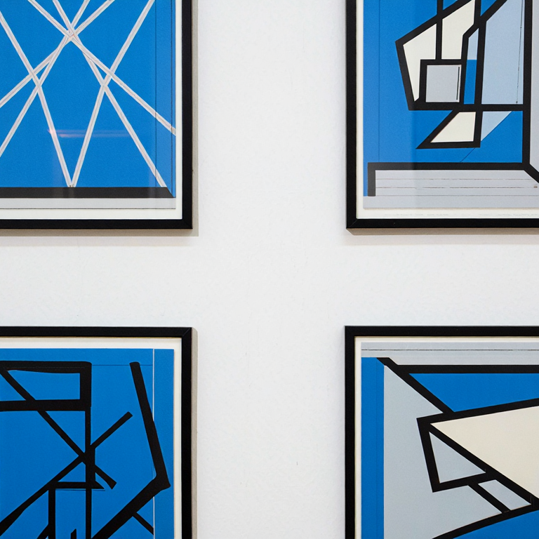 Klein Blue Geometric Collection – Set of 4