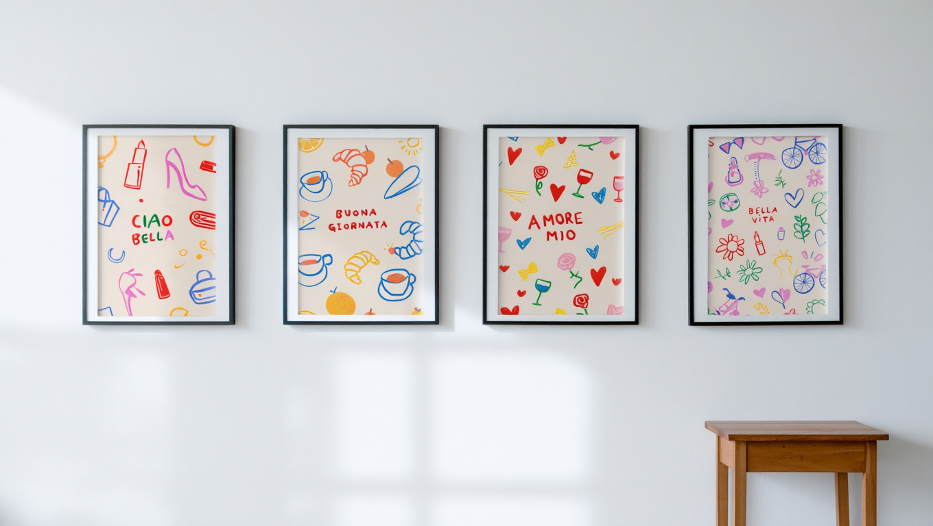 Bella Vita – 4 Italian-Inspired Retro Food Posters