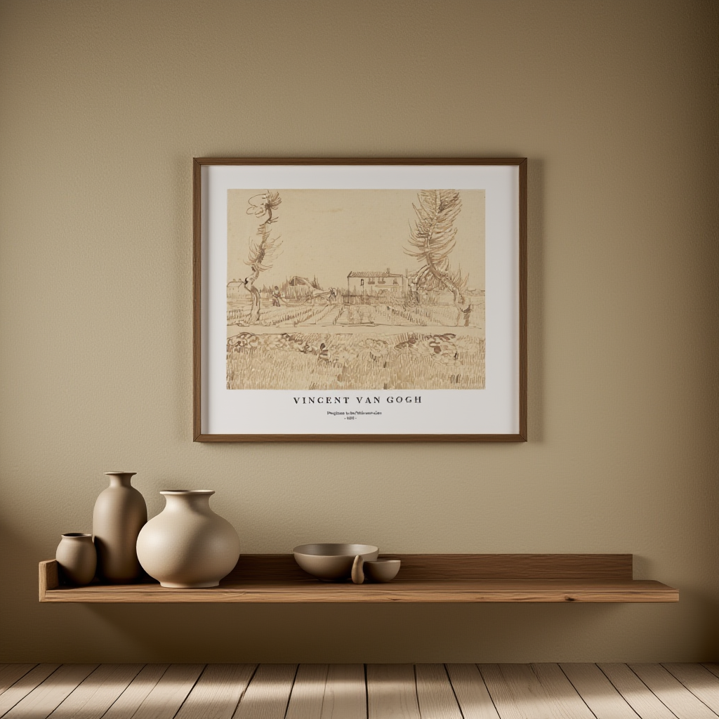 Vincent Van Gogh - Ploughman in the Fields near Arles Poster