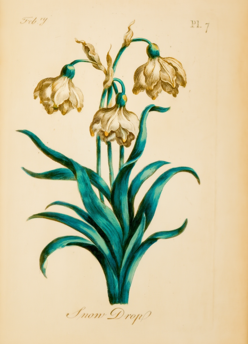 Snow Drop Art Print by Carington Bowles – Elegant Botanical Wall Decor