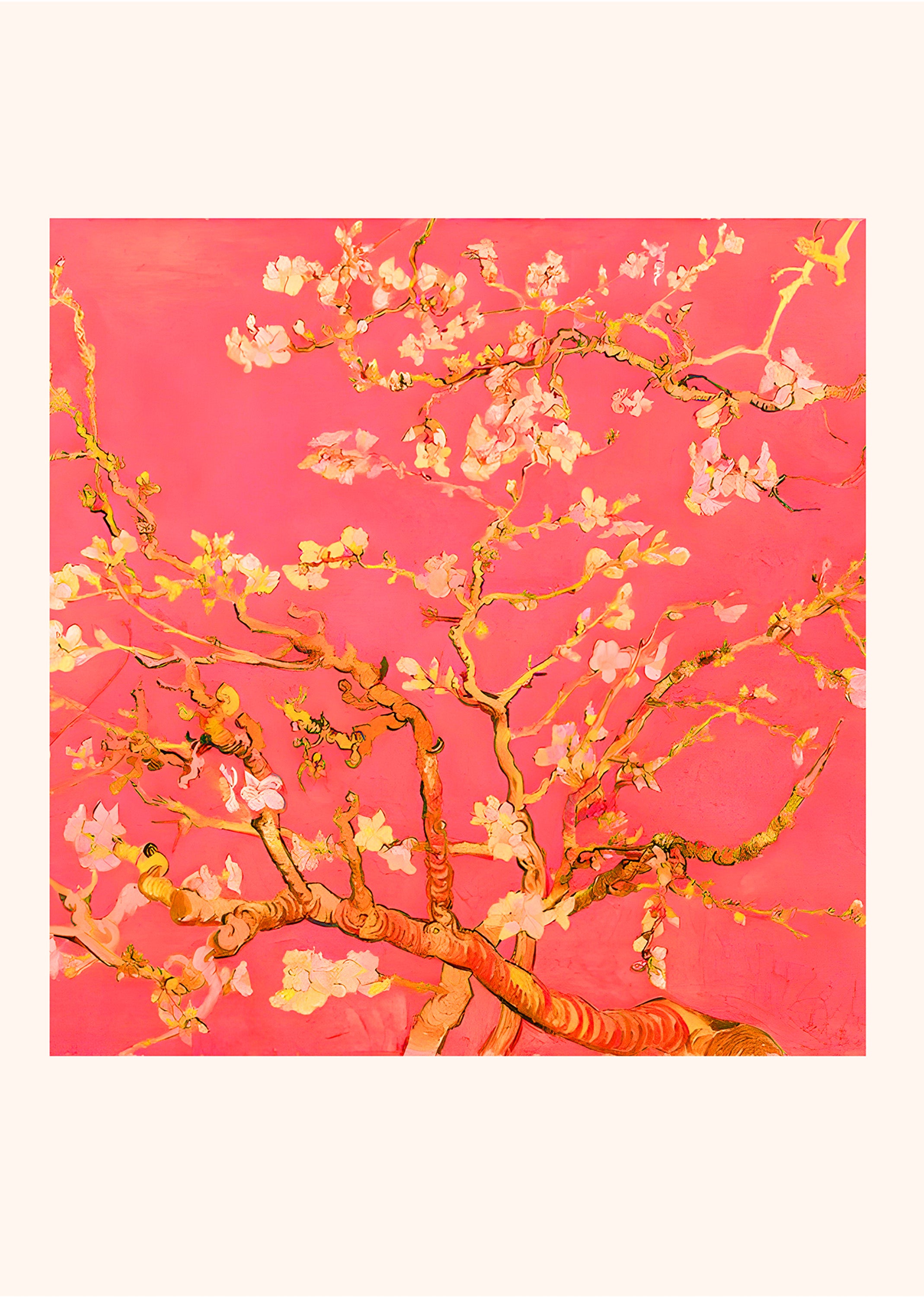 Bright Red Floral Modern Art Poster