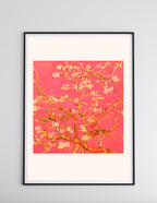 Bright Red Floral Modern Art Poster