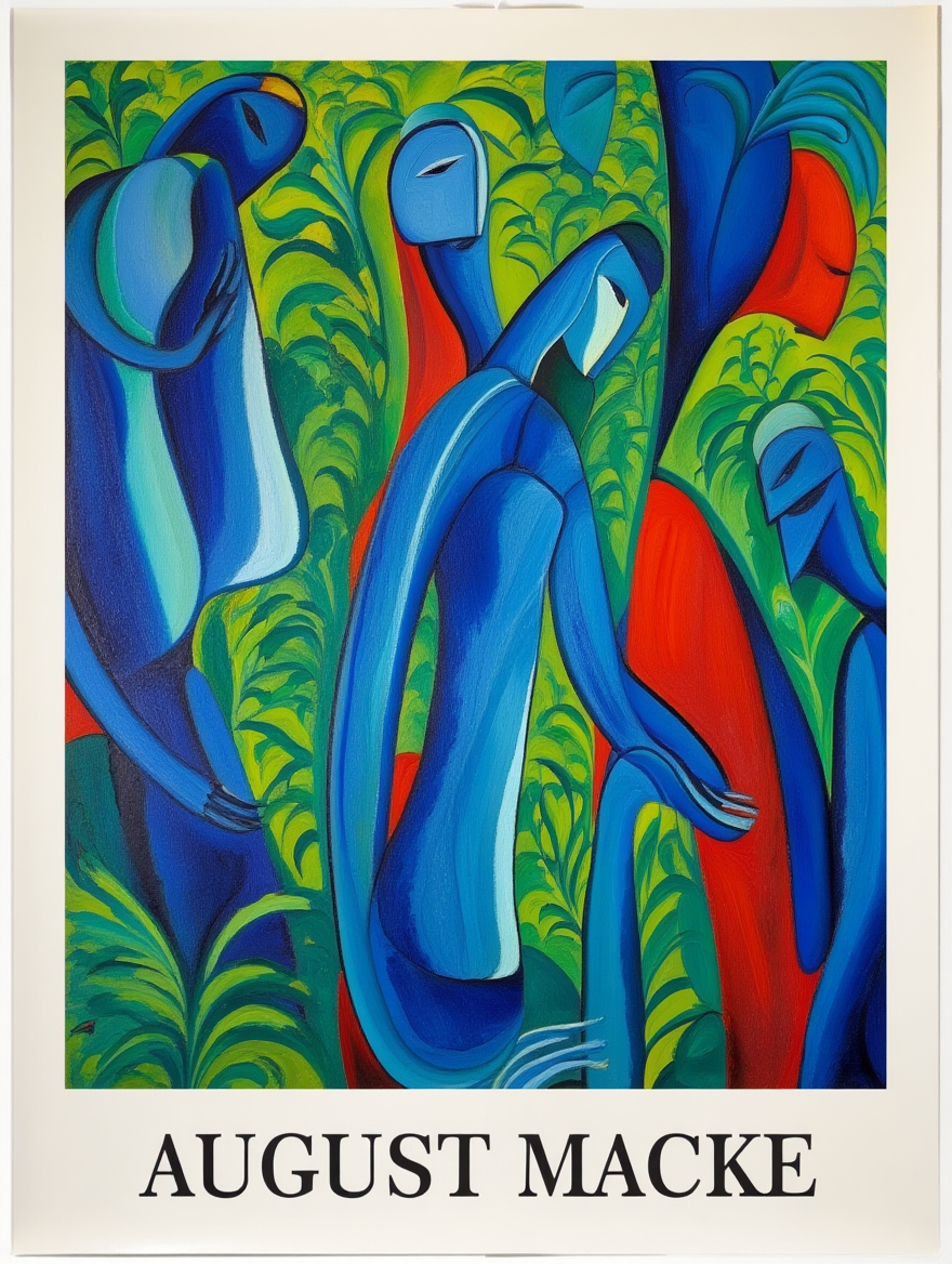 Bright & Bold August Macke Prints – 4 Modern Artworks for Living Room or Bedroom