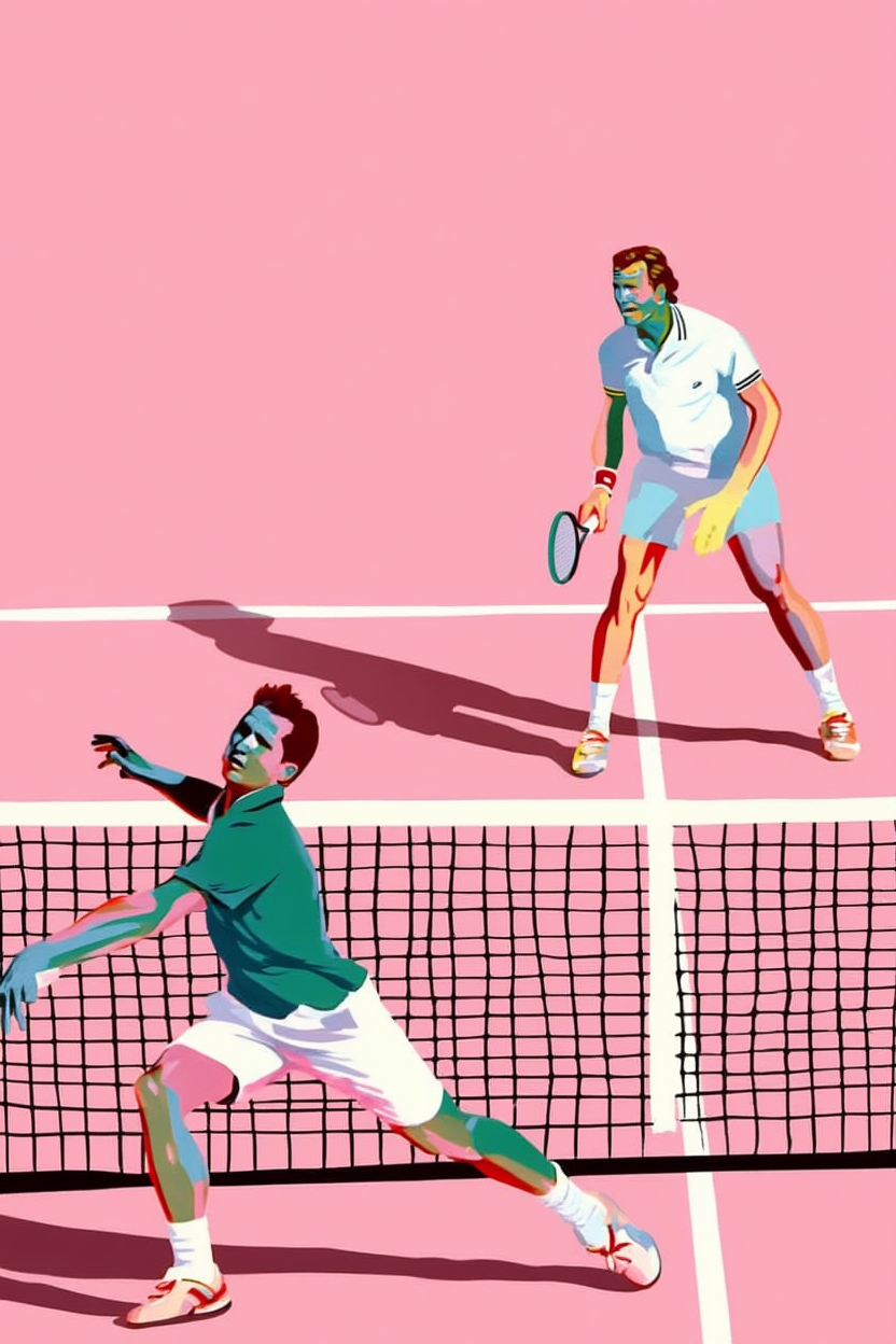 Set of 4 Modern Lifestyle & Abstract Wall Art Prints – Tennis, Chairs & Contemporary Gallery Set