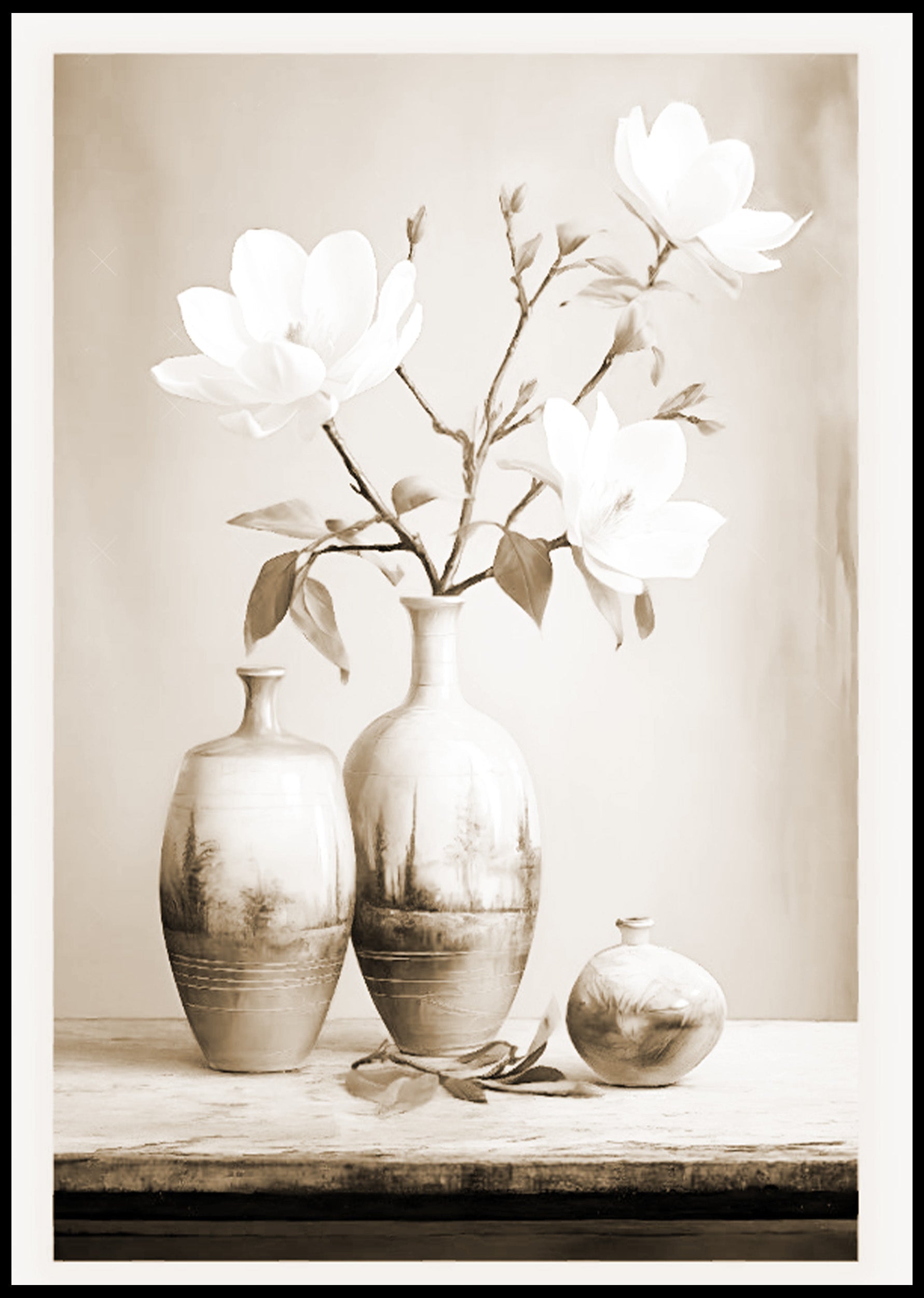 White Flowers In a Vase Poster