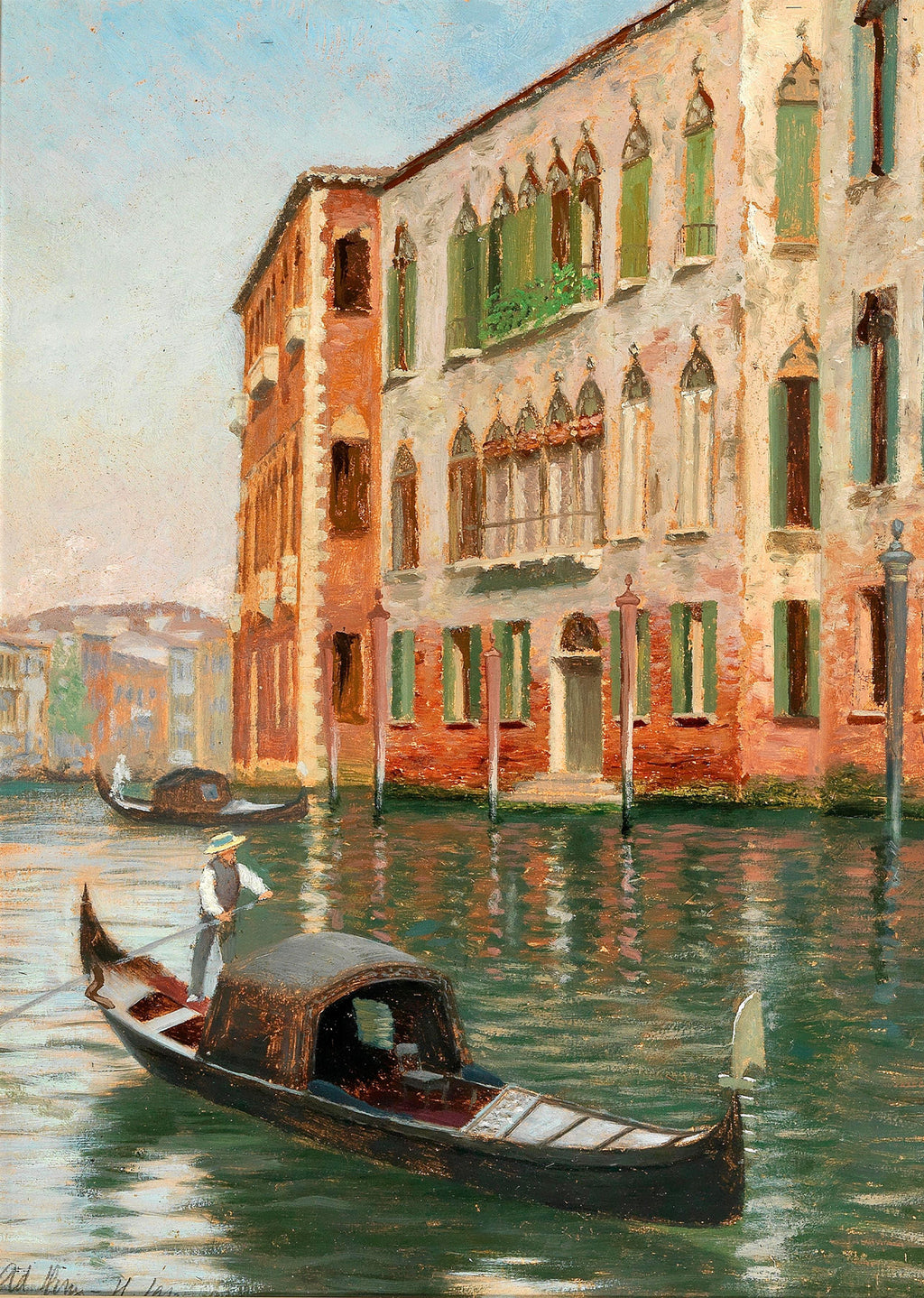 Venetian Canal Scene – Vintage Cityscape Poster Print  Wall Art