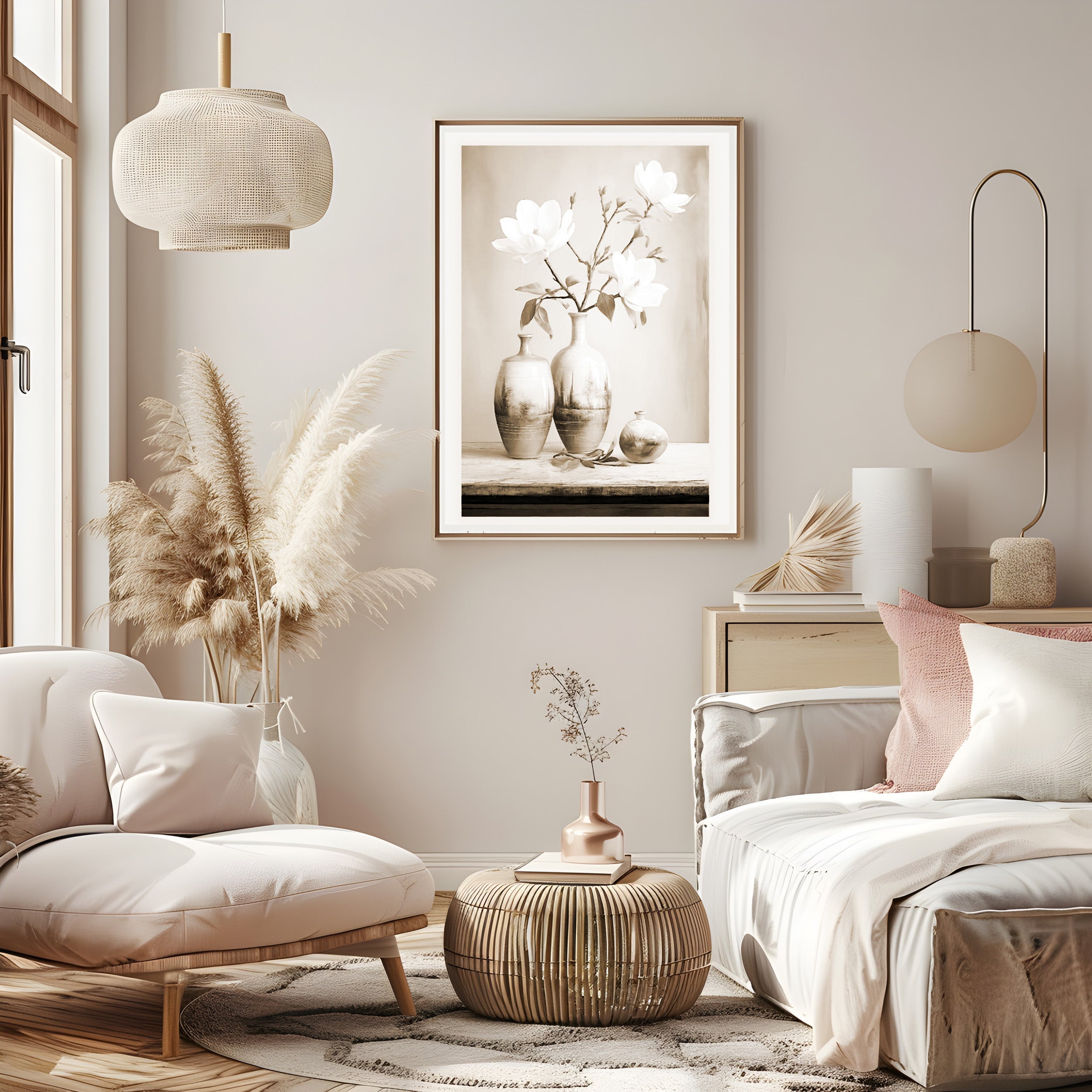 White Flowers In a Vase Poster