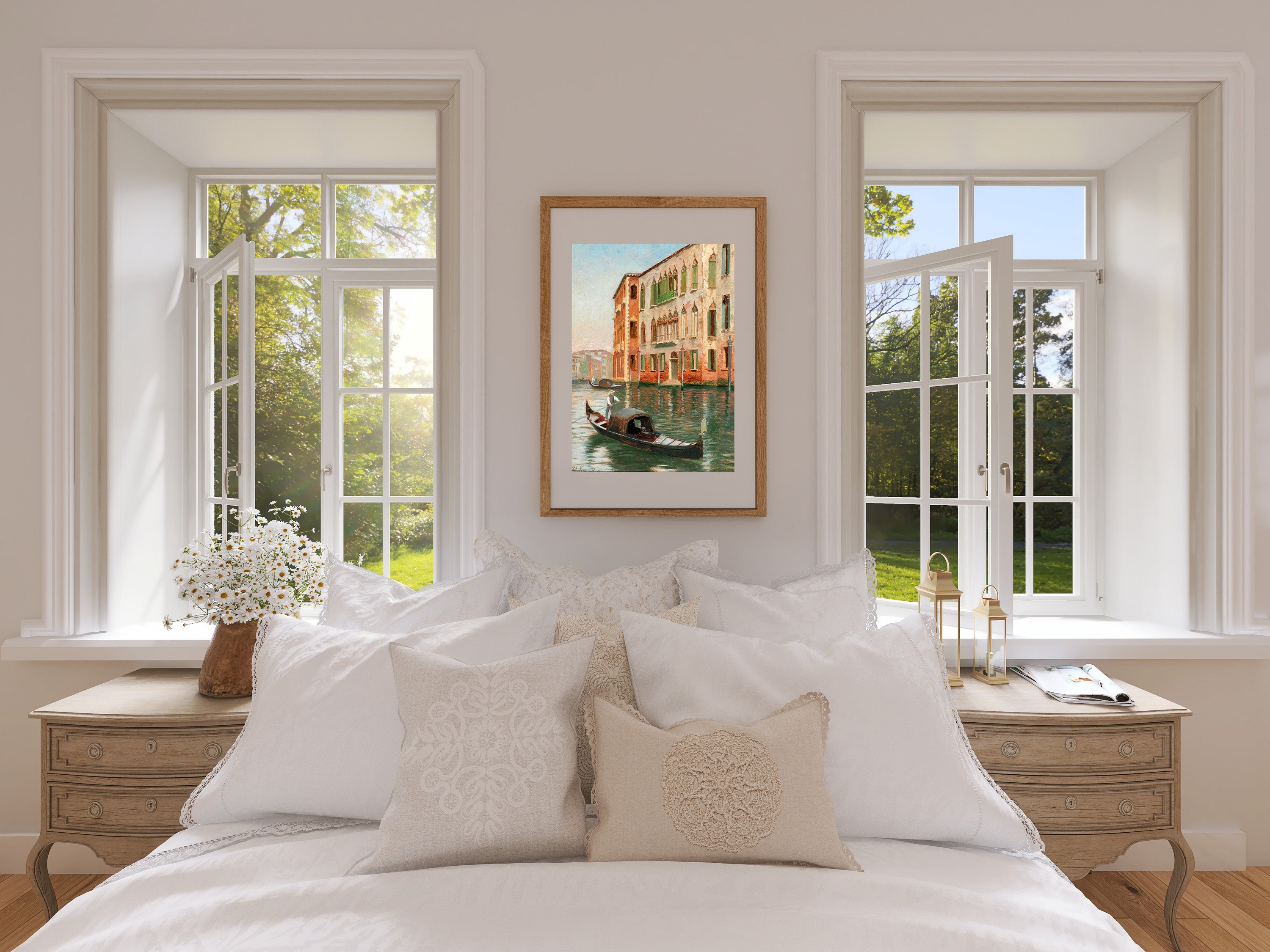 Venetian Canal Scene – Vintage Cityscape Poster Print  Wall Art