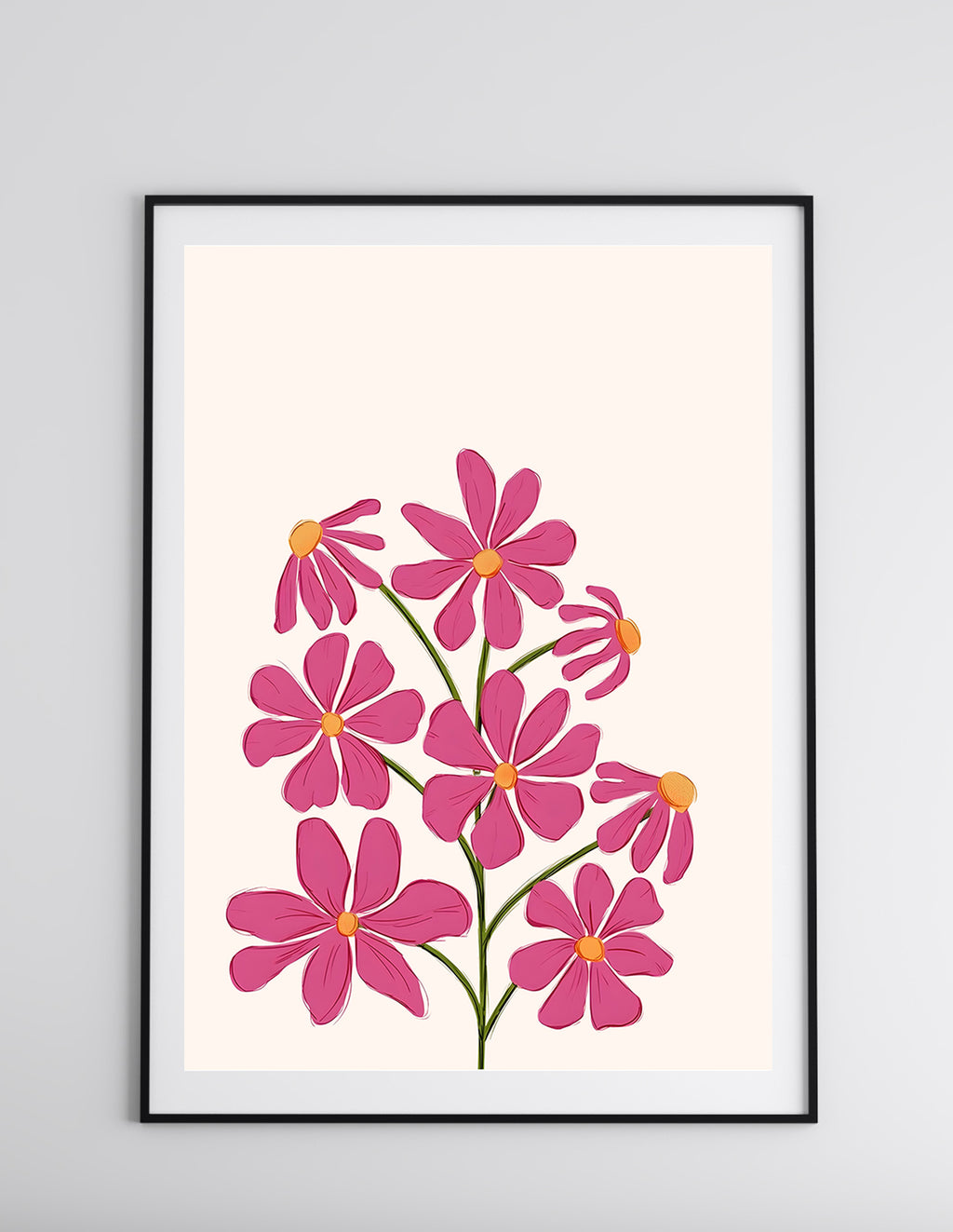 Vintage Pink Floral Illustration Print