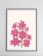 Vintage Pink Floral Illustration Print
