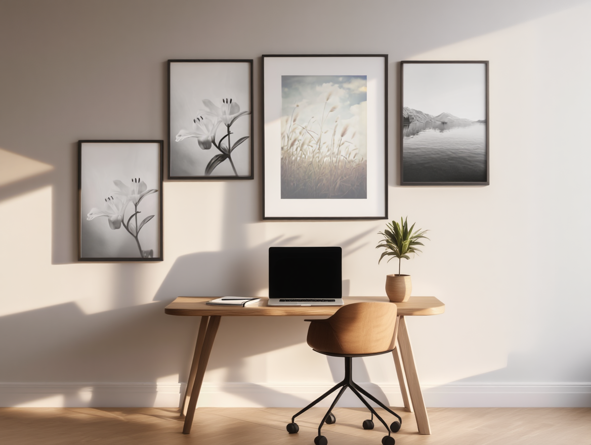 Elegant Black & White Flower Prints – 4 Monochrome Wall Art Pieces