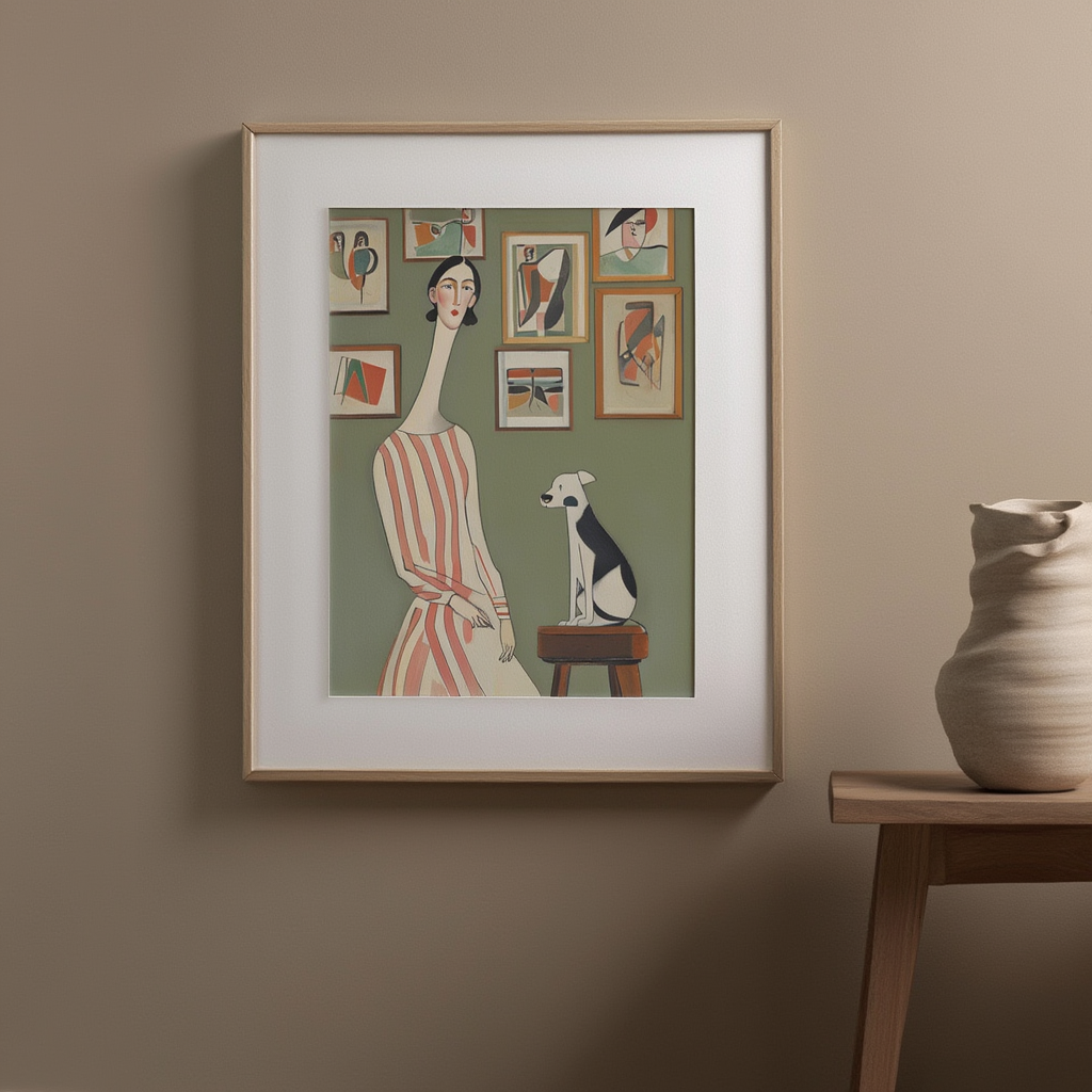 Domestic Harmony – Woman and Dog in Cozy Space