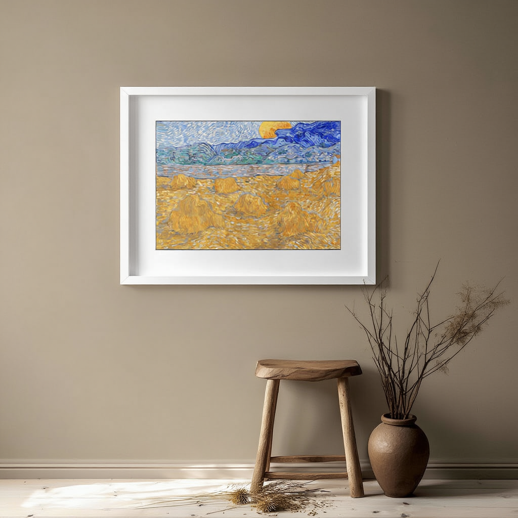 Vincent Van Gogh - Landscape with Wheat Sheaves and Rising Moon