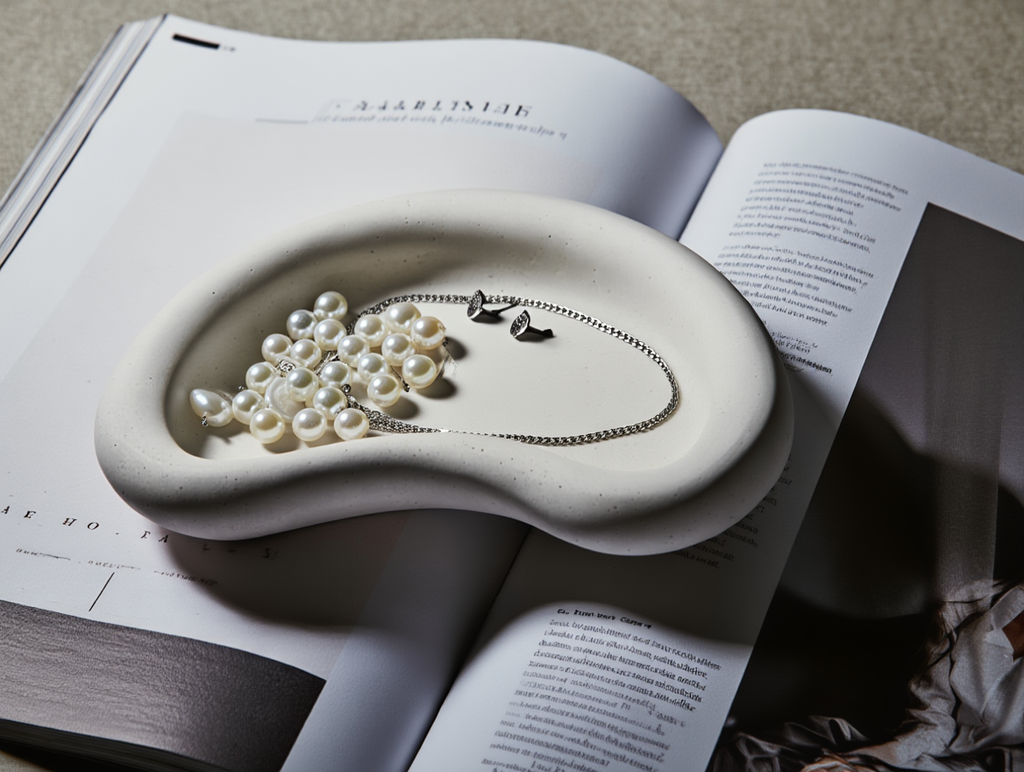 Minimalist Pea Moon Plaster Storage Tray – White Cream  Home Decor