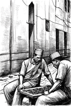 African Board Game – Black and White Print