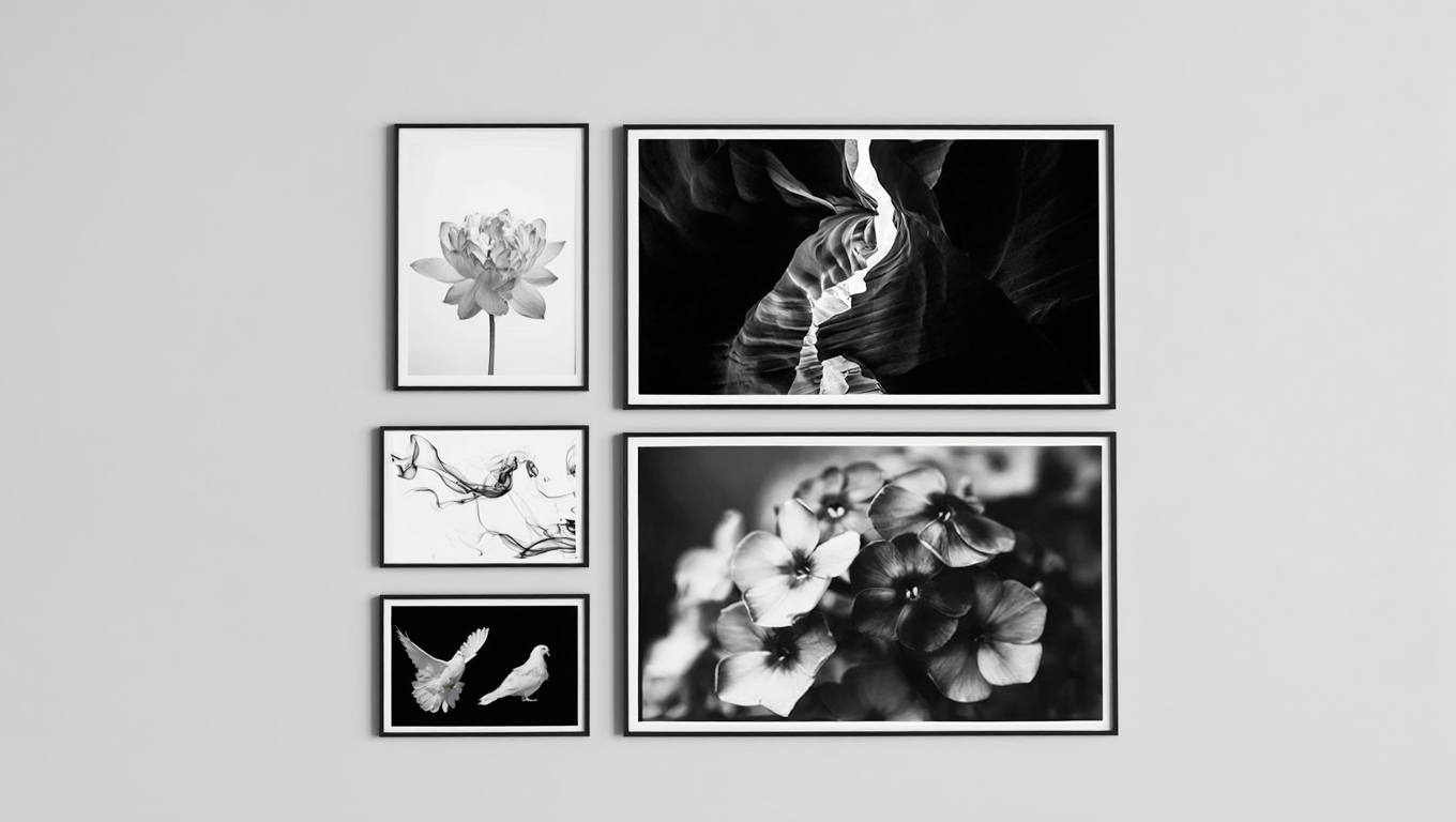 Wander & Bloom: 5 Black & White Travel and Floral Prints