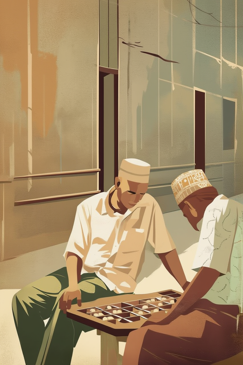 African Board Game – Illustrated Print