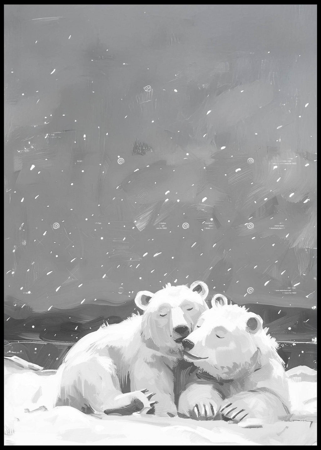 Polar Bears In Snow Poster - Hakyarts