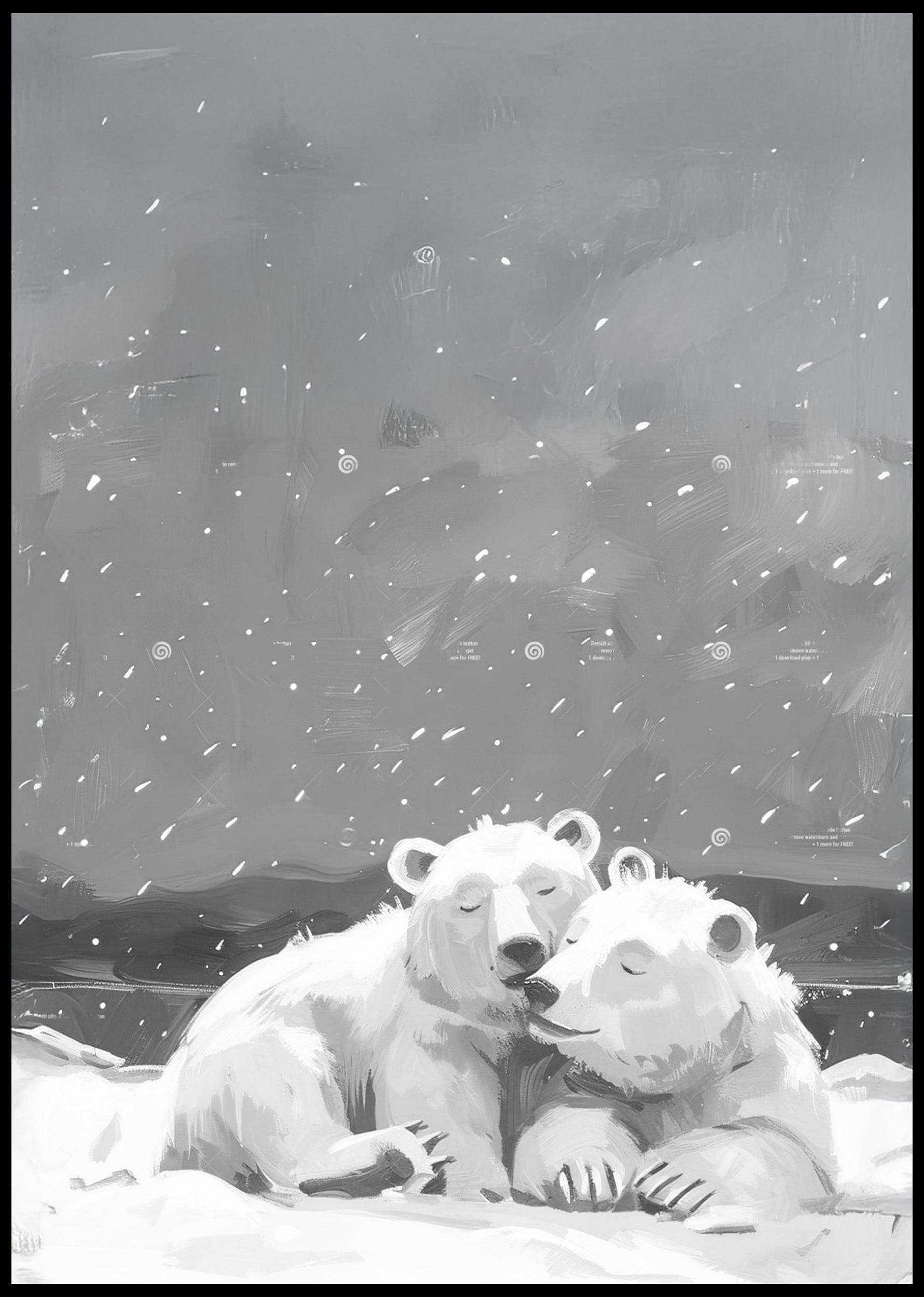 Polar Bears In Snow Poster - Hakyarts
