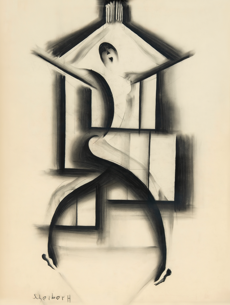 Revue-Girl by Hugo Scheiber – Vintage Modernist Figurative Art Print - Hakyarts