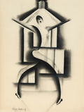 Revue-Girl by Hugo Scheiber – Vintage Modernist Figurative Art Print - Hakyarts