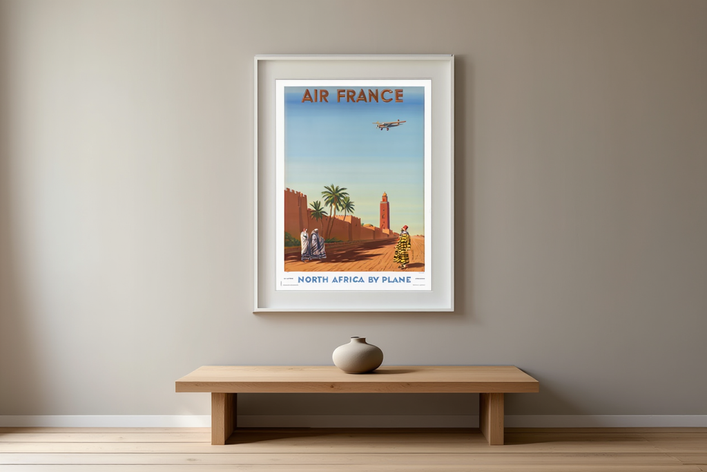 Vintage Air France Travel Poster – North Africa by Plane by Maurice Guiraud-Rivière, 1935
