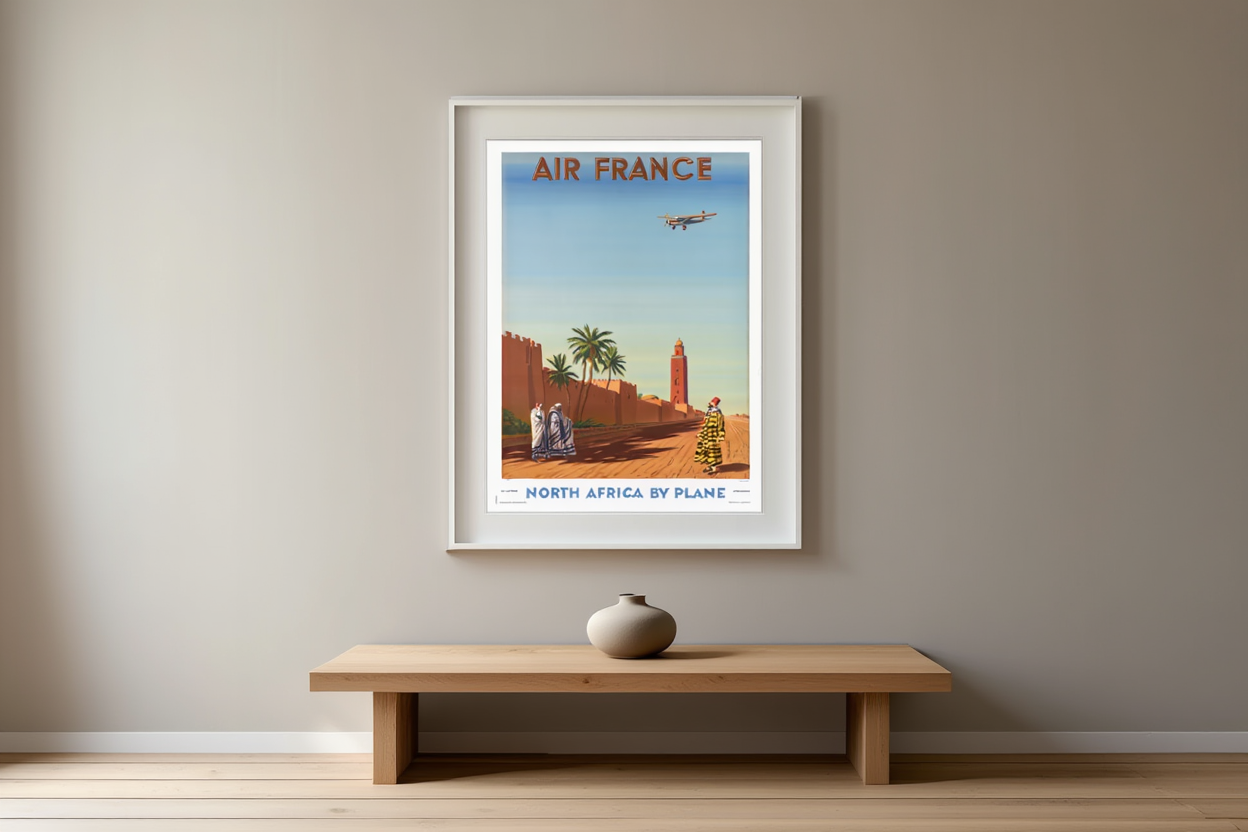 Vintage Air France Travel Poster – North Africa by Plane by Maurice Guiraud-Rivière, 1935