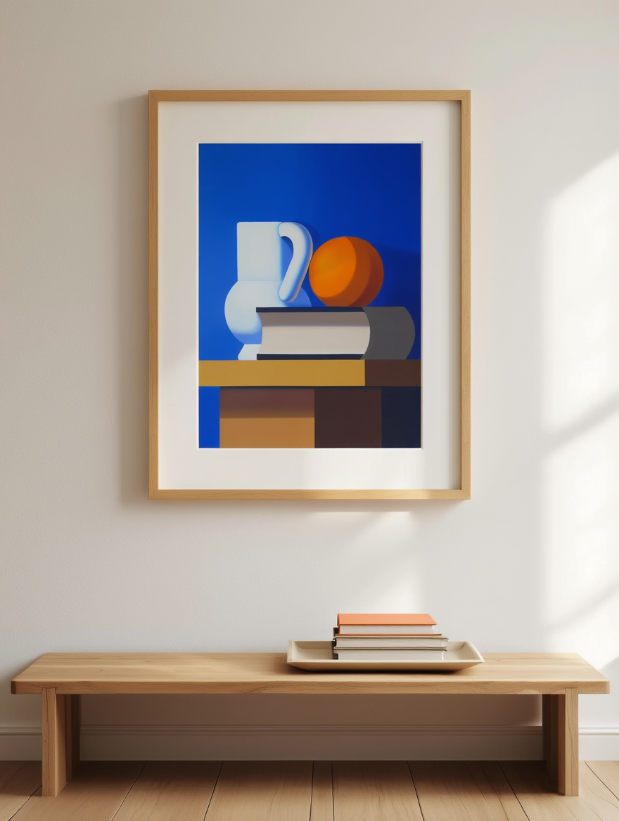 Vilhelm Lundstrøm – Still Life with White Jar, Orange and Book