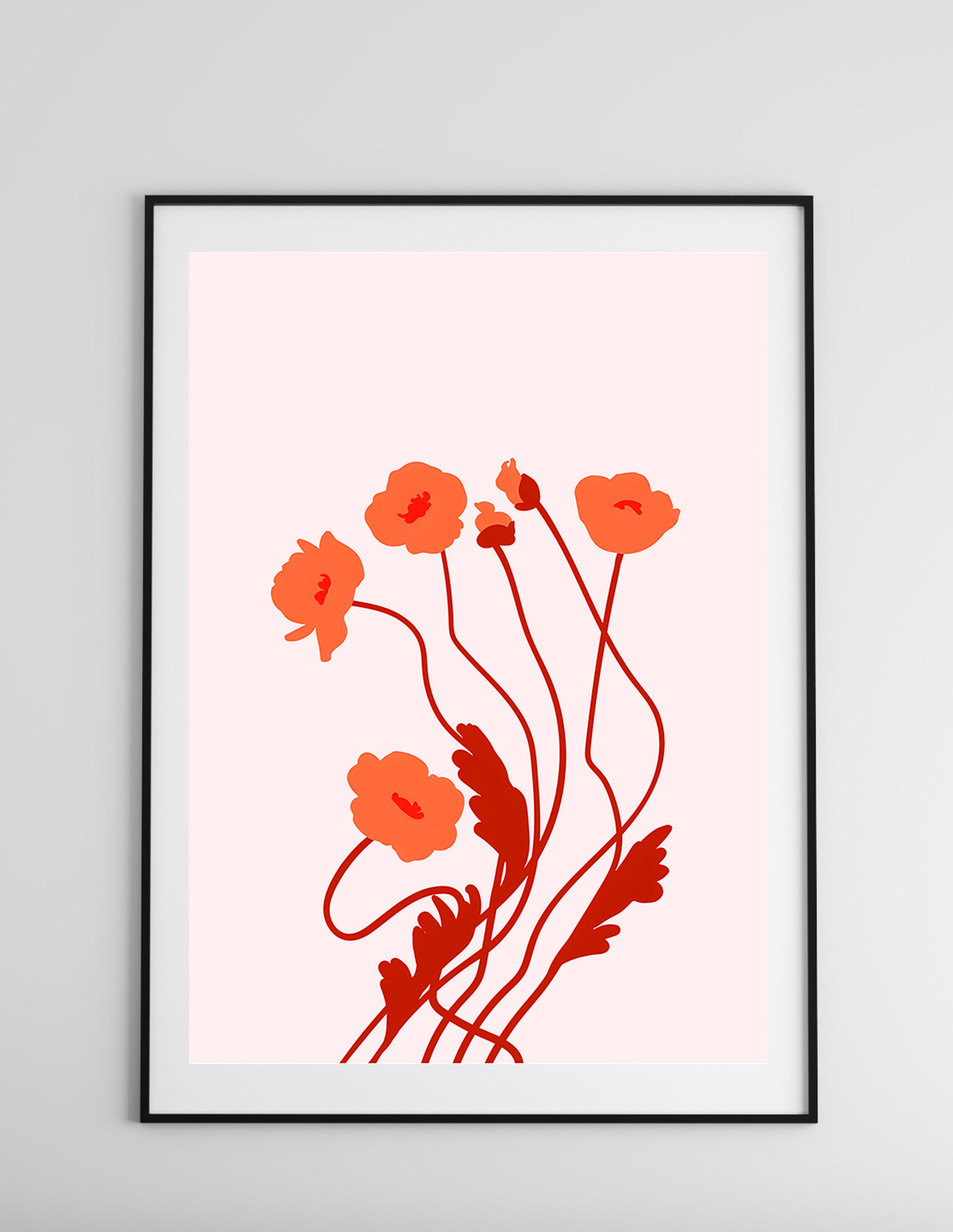 Burnt Orange Flower Stem Poster – Minimalist Botanical Wall Art Print