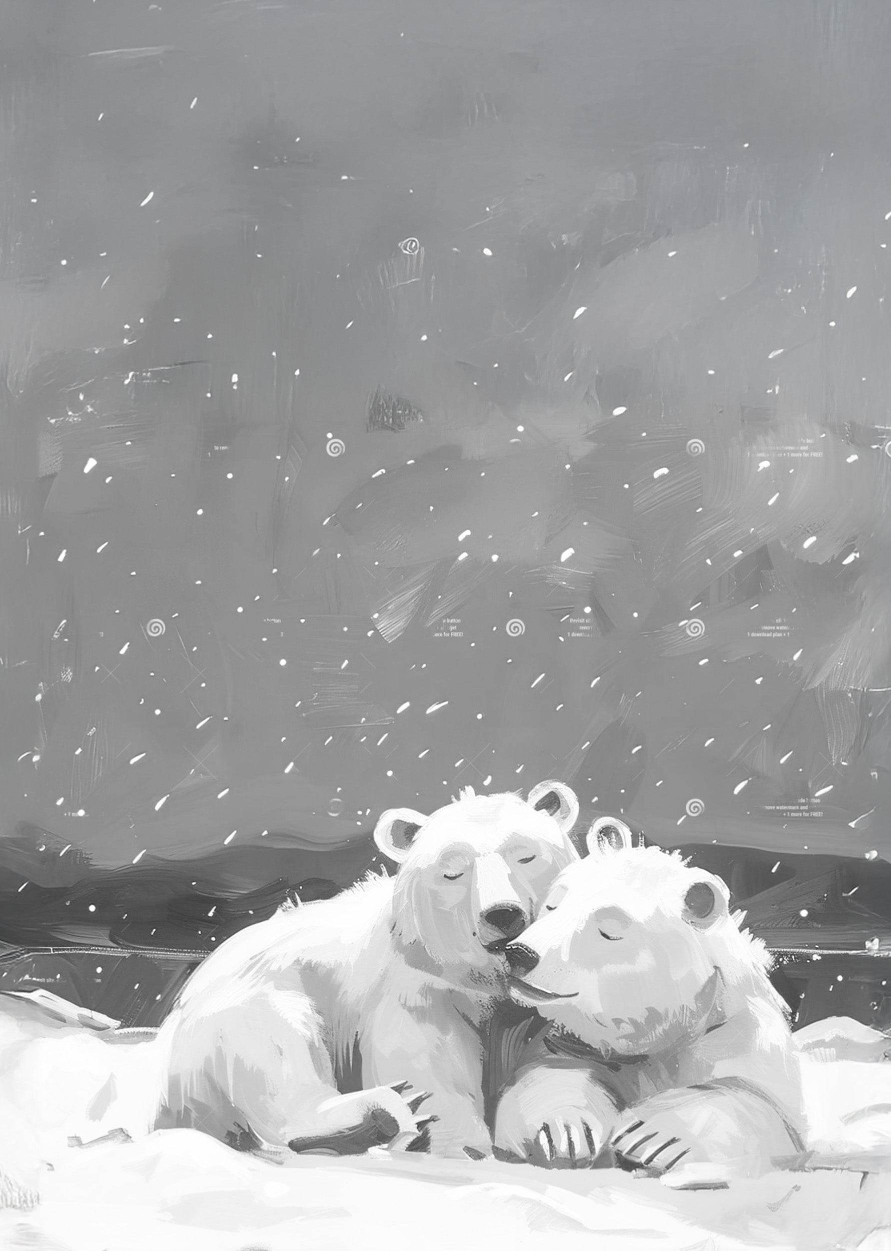 Polar Bears In Snow Poster - Hakyarts