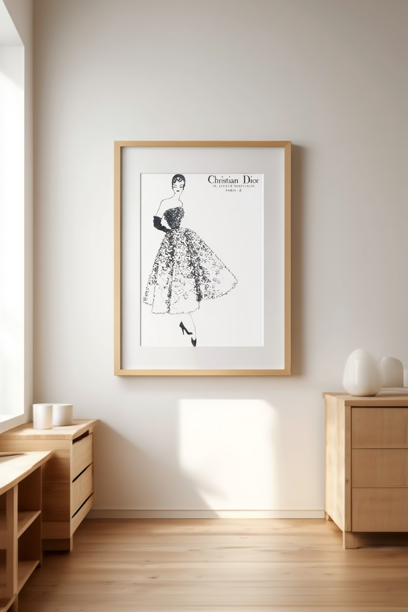 Vintage Dior Illustration Poster | Classic Fashion Art Print
