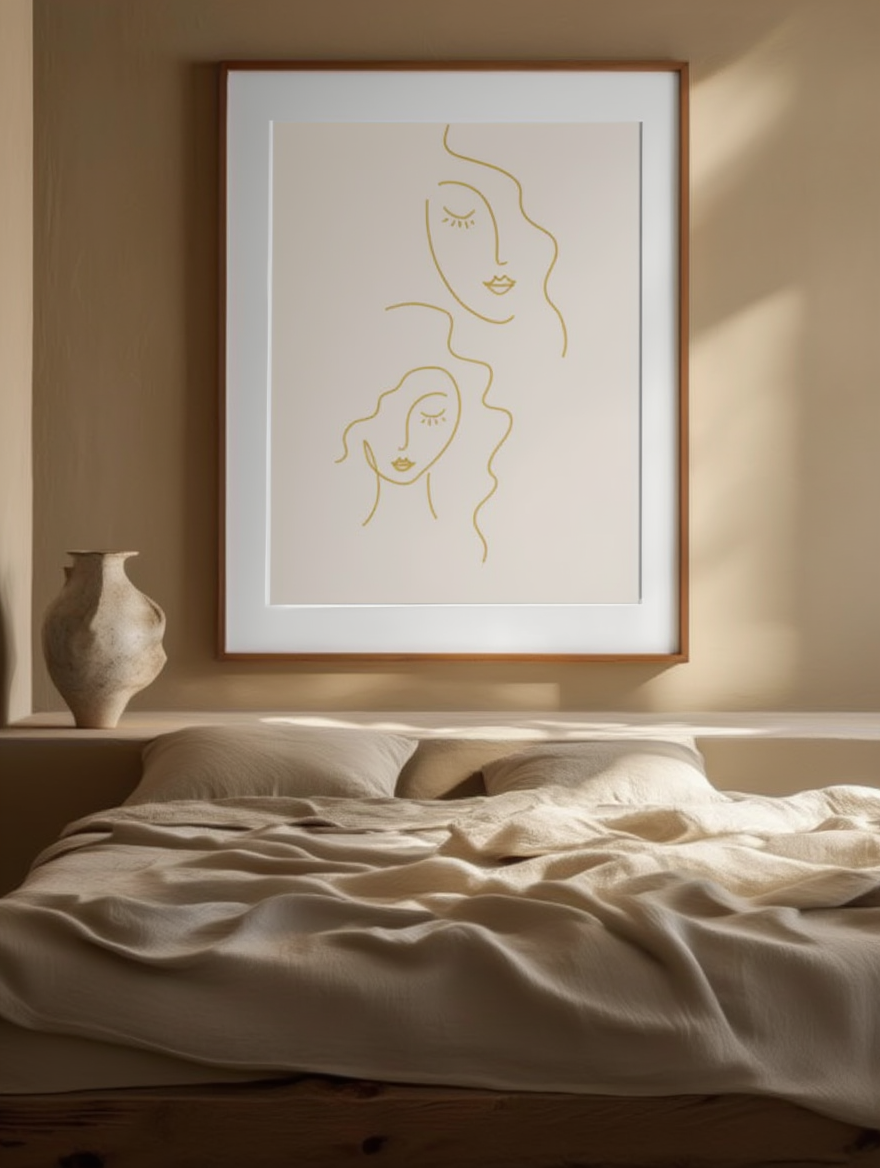 Line Art Women Faces Poster