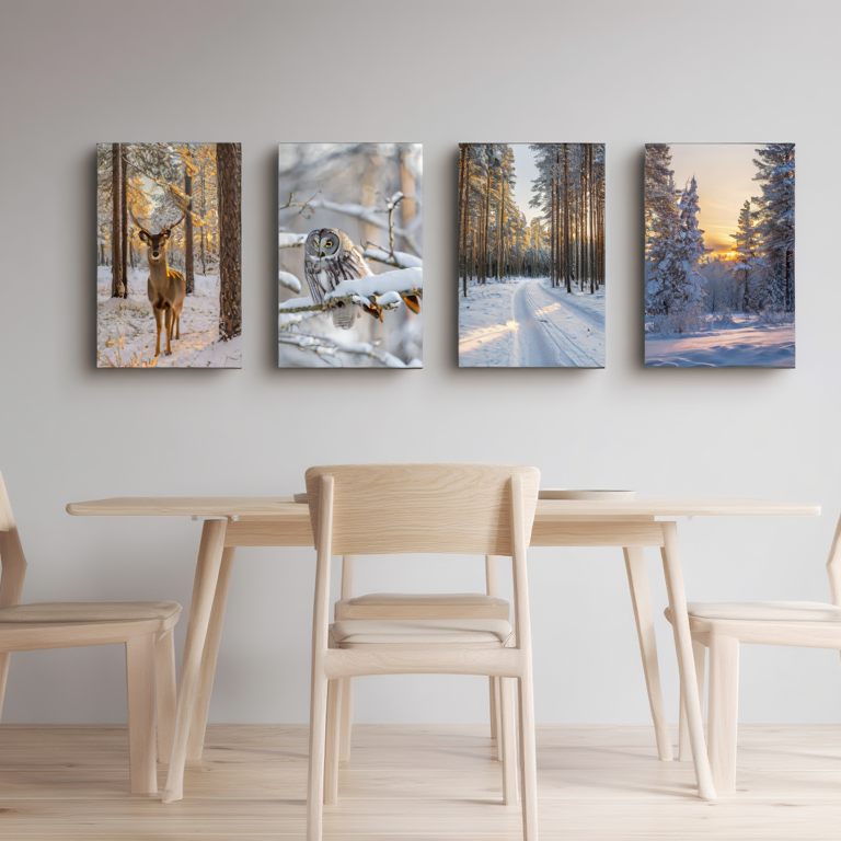Nordic Winter Forest Gallery – Set of 4