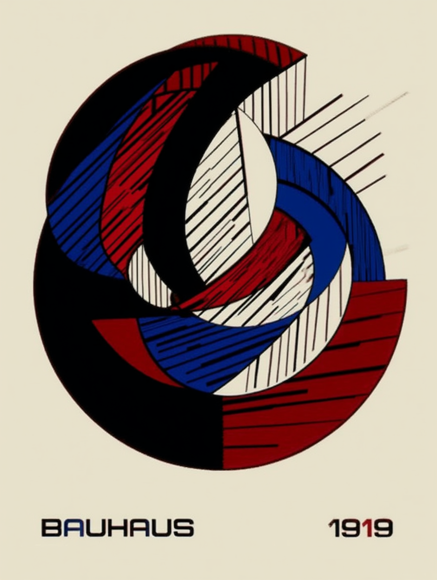 Bauhaus Geometric Round Circle – Minimalist Abstract Art Print