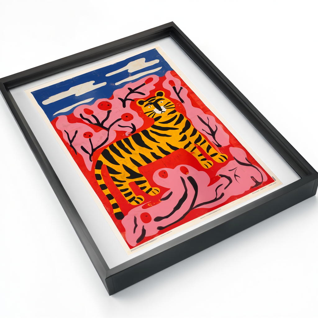 Matisse-Inspired Flower Tiger Coral Pink – Abstract Vintage Posters
