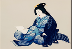 Kamisaka Sekka  - Reading lady from Momoyogusa - Hakyarts