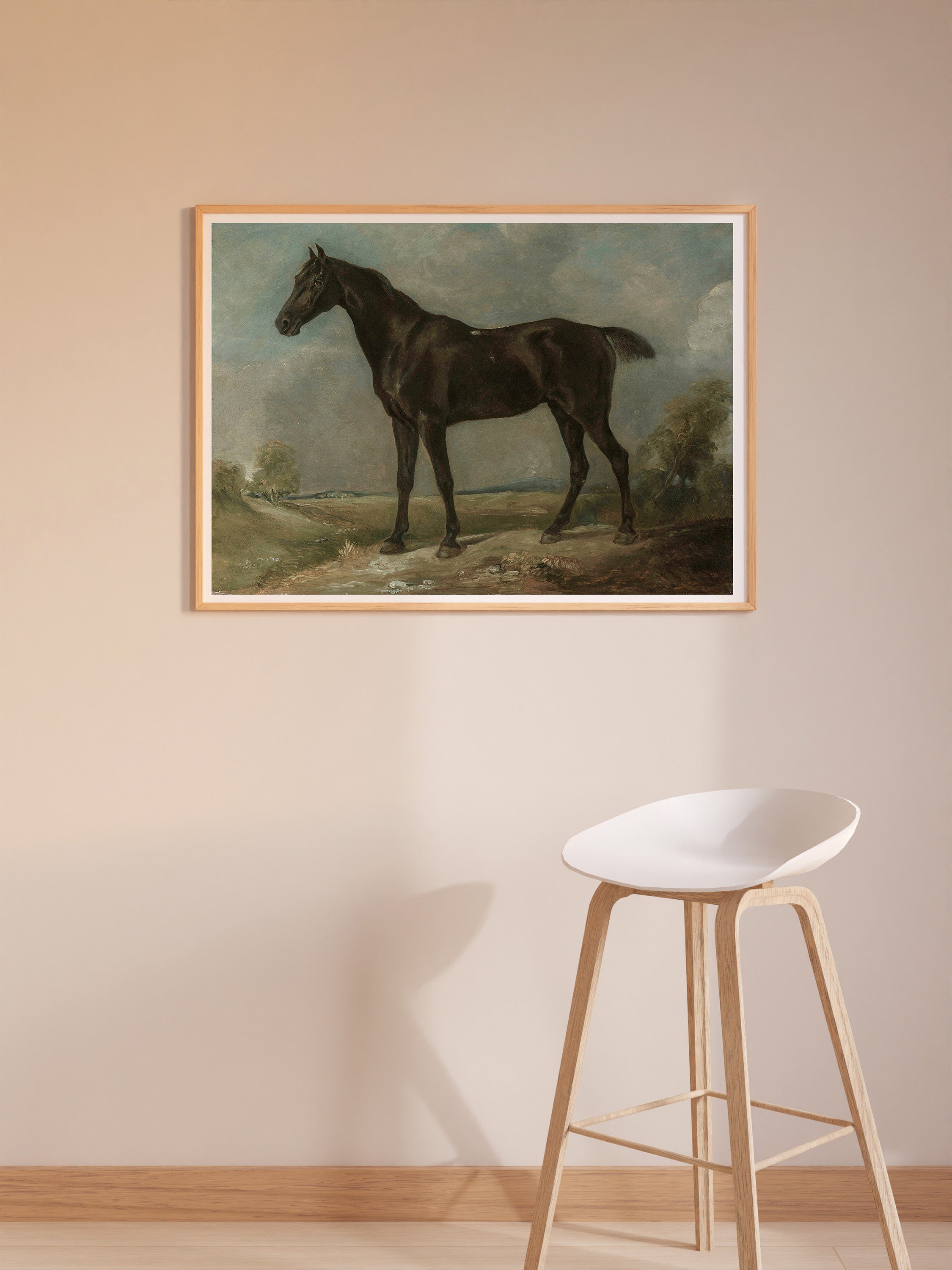 Pastoral Horse Scene Poster – Serene Rustic Wall Art for Home & Office
