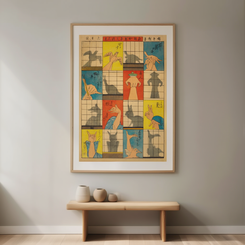 Eight Shadow Figures by Utagawa Hiroshige II – Japanese Ukiyo-e Art Print - Hakyarts
