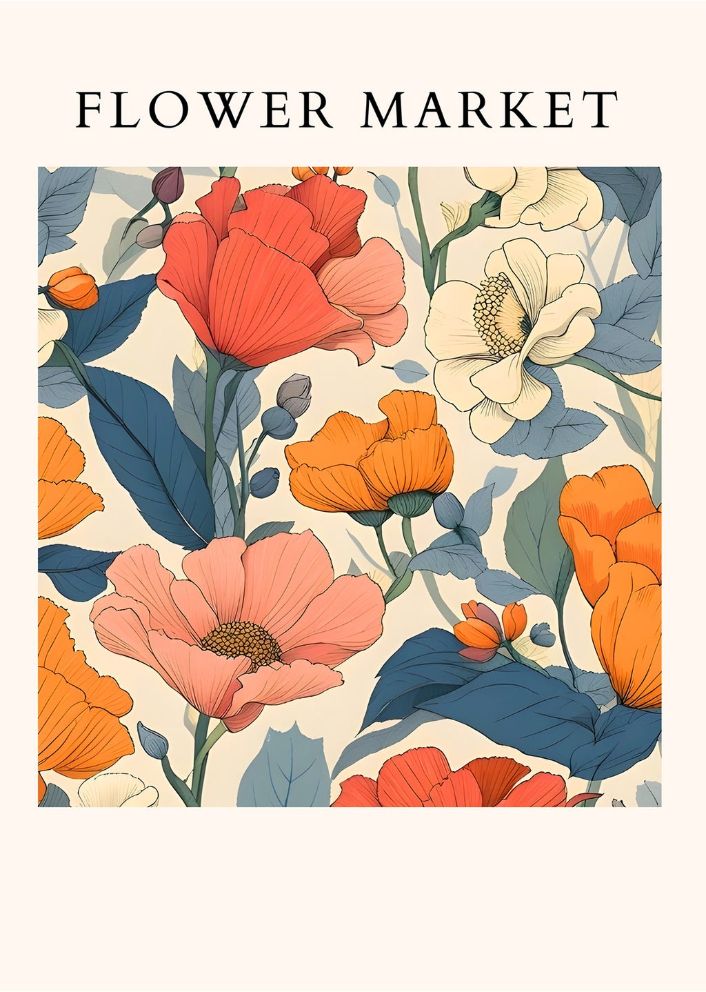 Retro Flowers Still Life Poster – Vintage Botanical Wall Art Print