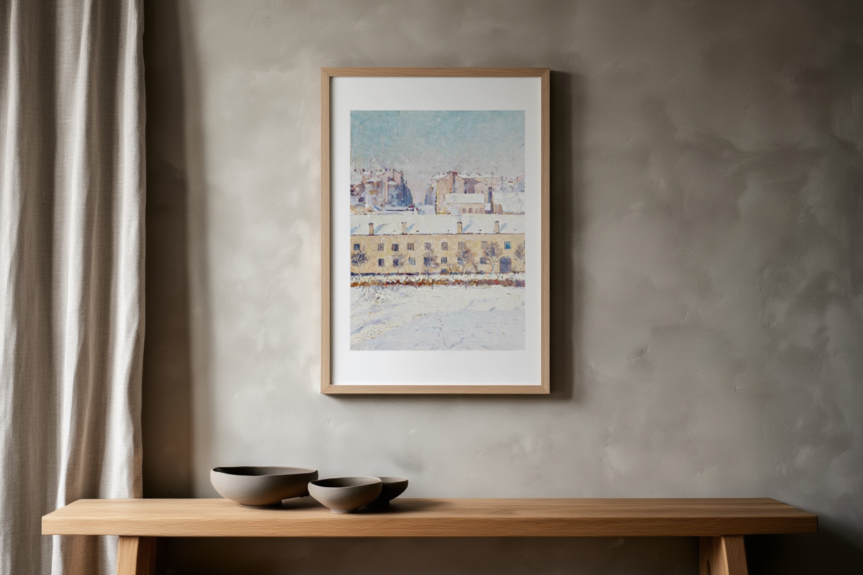 A Winter Scene, Motif from Southern Stockholm (1896) by Axel Lindman – Vintage Swedish Winter Landscape Art Print